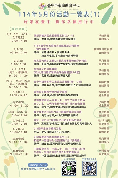 114年5月份活動一覽表